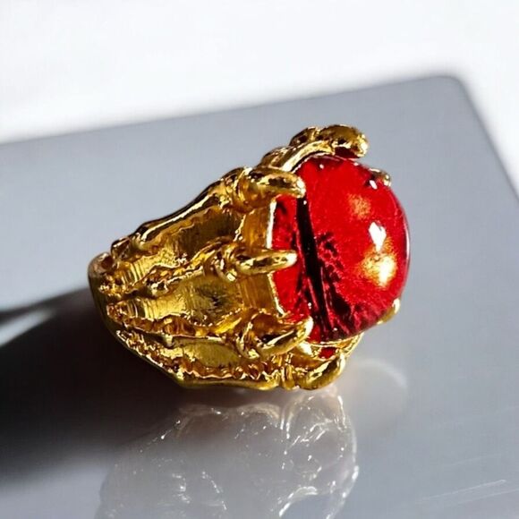 NIB Alloy Unisex Vintage Dragon Claw Eye Yellow Gold Metal Ring, Quality, Retro, - Picture 3 of 8